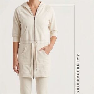 NORMA KAMALI knit jacket Womens S Full Zip hooded Sweatshirt Drawstring Coastal